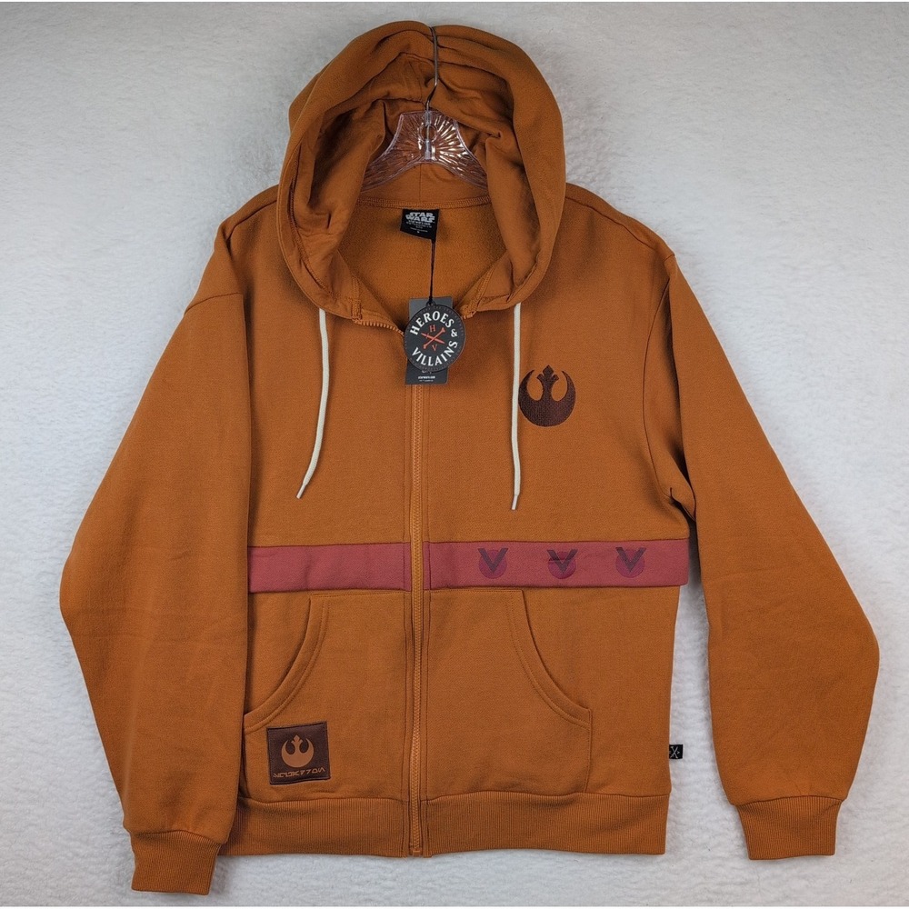 NWT Star Wars Rebel Alliance Hoodie Orange Full-Zip Adult Size‎ Small Lucas Film